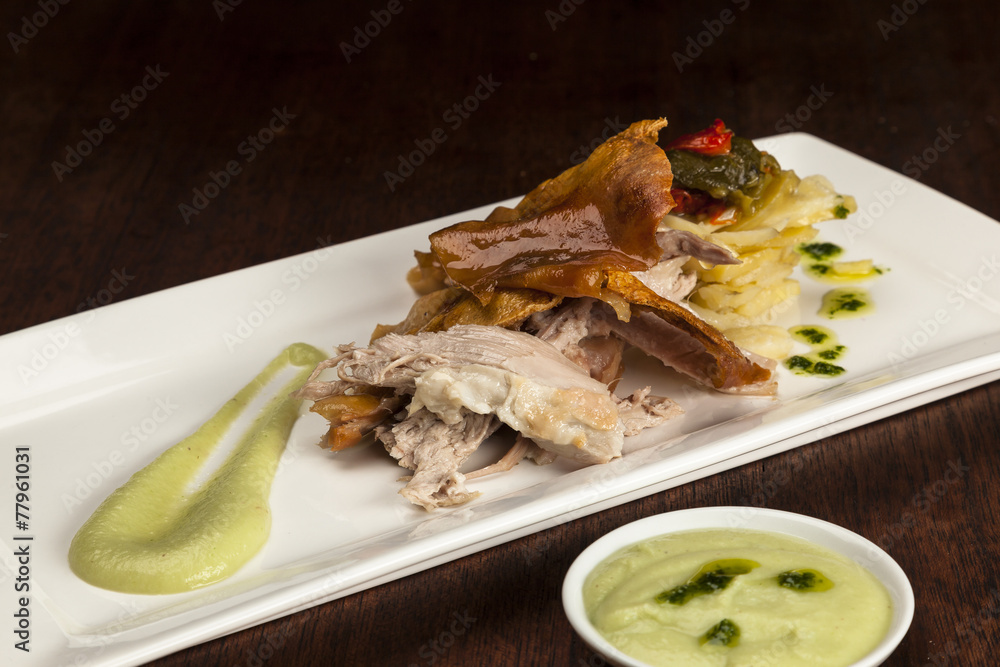 Roast pork with potatoes and apple sauce Roast pork with potatoes and apple sauce