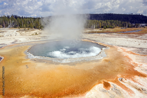 Boiling Water in a Coloful Hot Spring