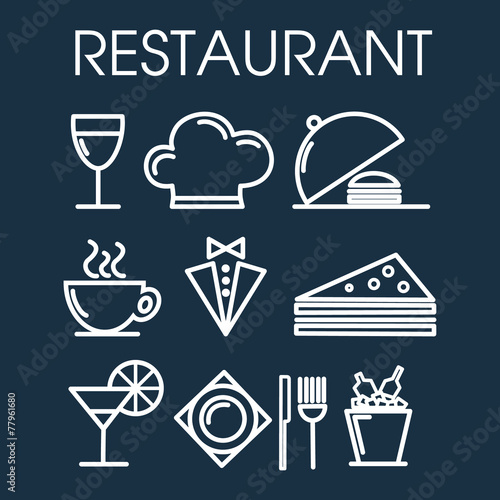 Set of restaurant line icon. © FineVector