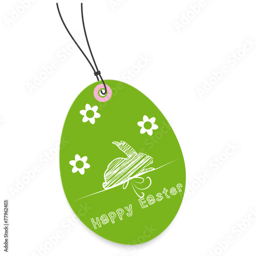 egg-shaped tag with easter bunny