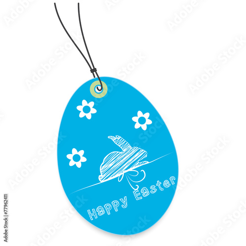 egg-shaped tag with easter bunny