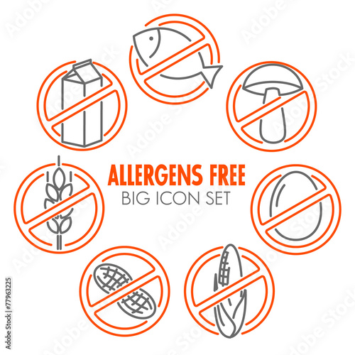 Vector icons for allergens free products