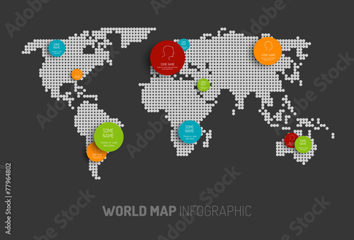 World map with pointer marks