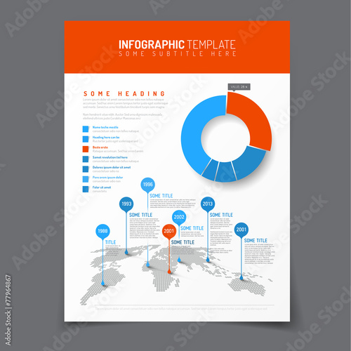 Poster with simple world map infographic