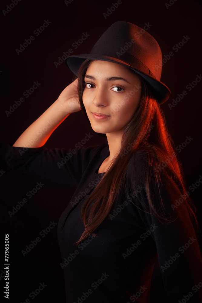 Fedora Teen Girl Fashion Portrait