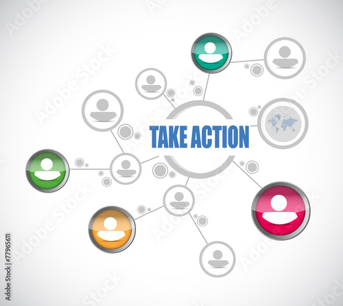 take action people diagram sign illustration