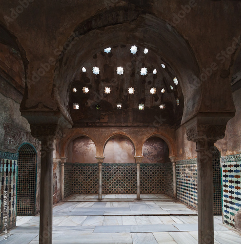 Comares Baths in the Alhambra of Granada, Spain.