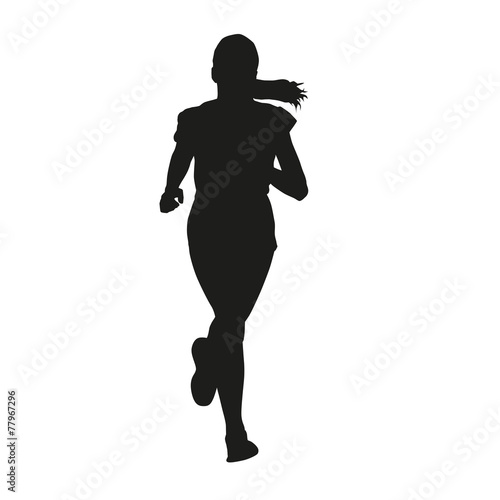 Running young girl vector silhouette