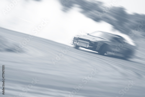 Very fast driving, motion blur drift vintage