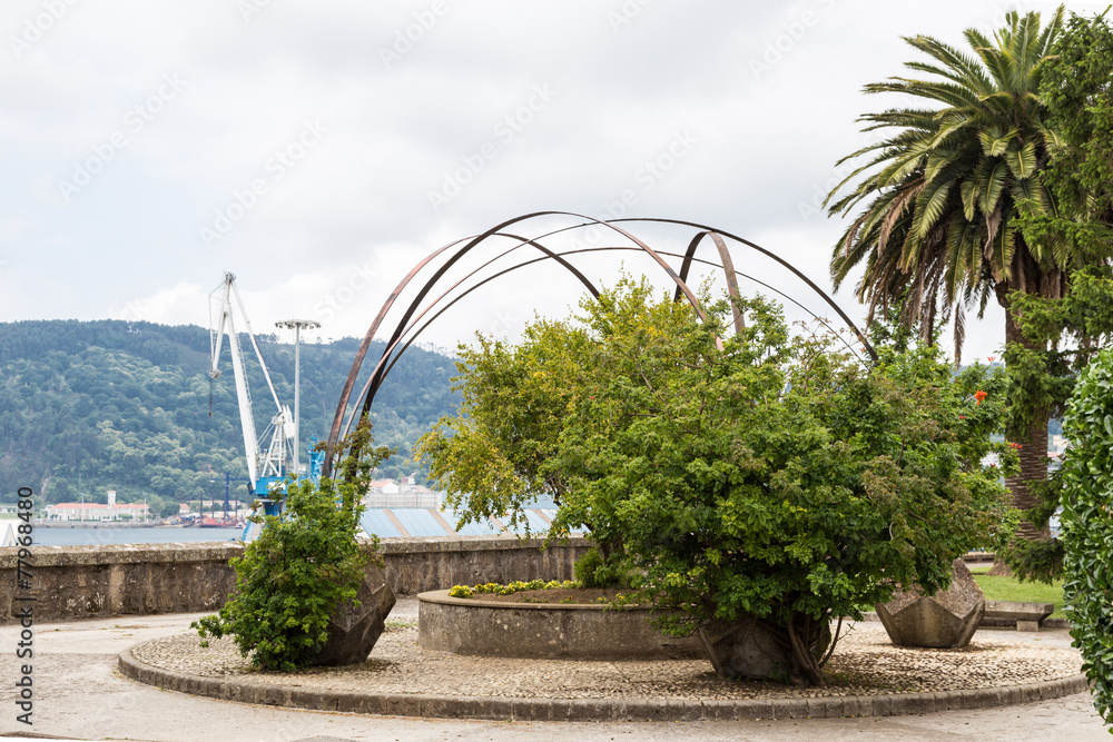 Naklejka premium Ferrol garden in front of the port