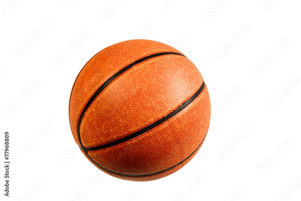 Old basketball ball on a white background Old basketball ball on a white background
