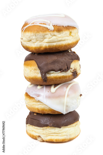 Stack of glazed and chocolate donuts