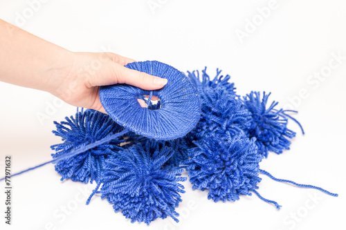 handmade blue pompom