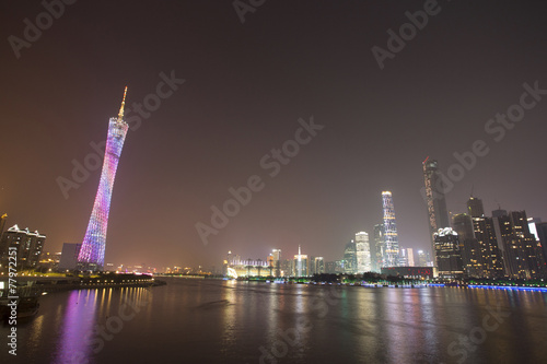 night skyline and modern cityscsape in guangzhou at riverside