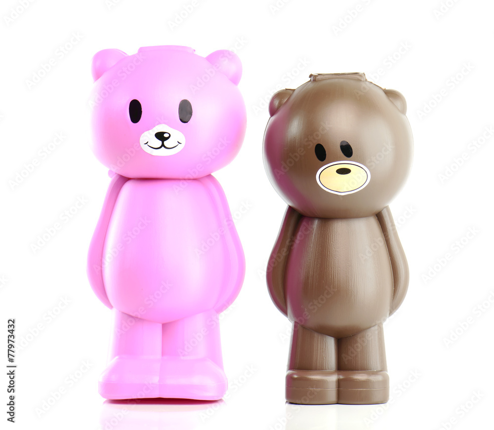 plastic Couple toy bear isolated on white background plastic Couple toy bear isolated on white background