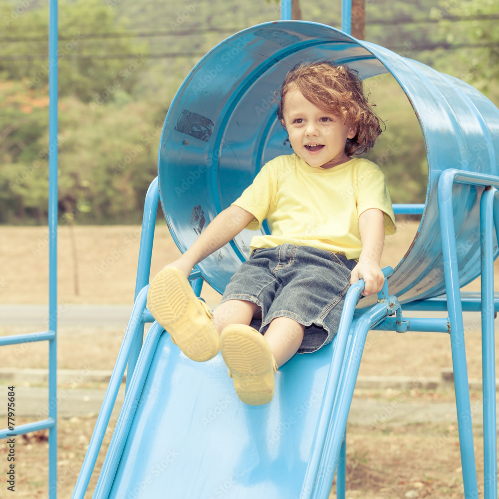 Happy little boy on the playground Happy little boy on the playground