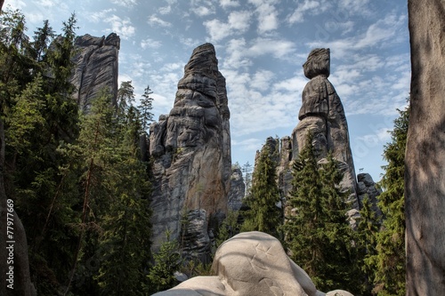 Park of Adrspach-Teplice rocks. Rock Town. Czech Republic photo