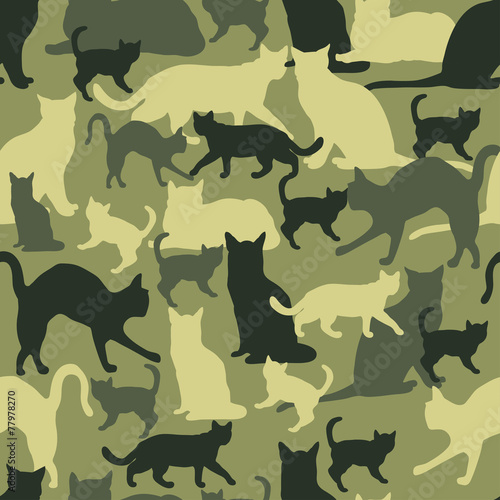 seamless  pattern cat camouflage