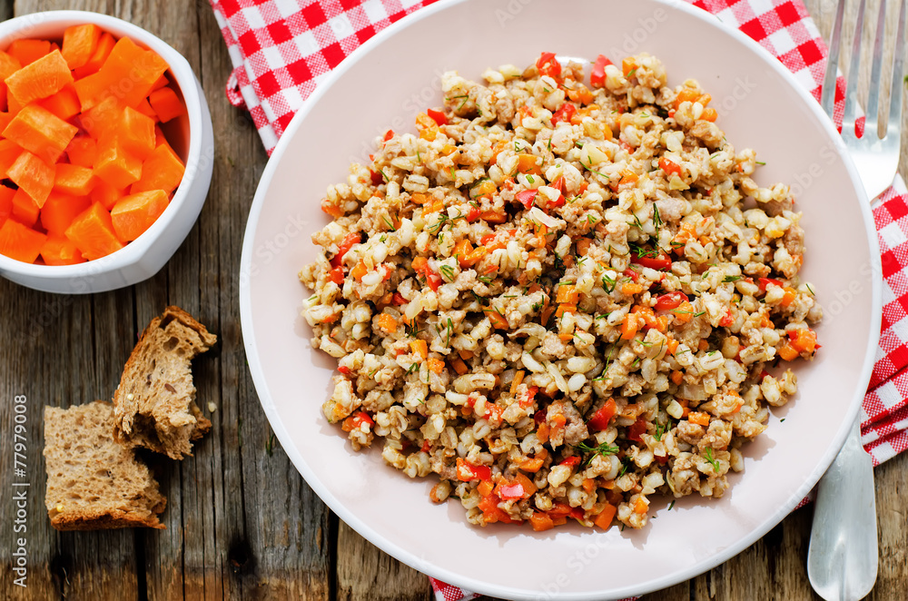 barley porridge with meat and vegetables barley porridge with meat and vegetables