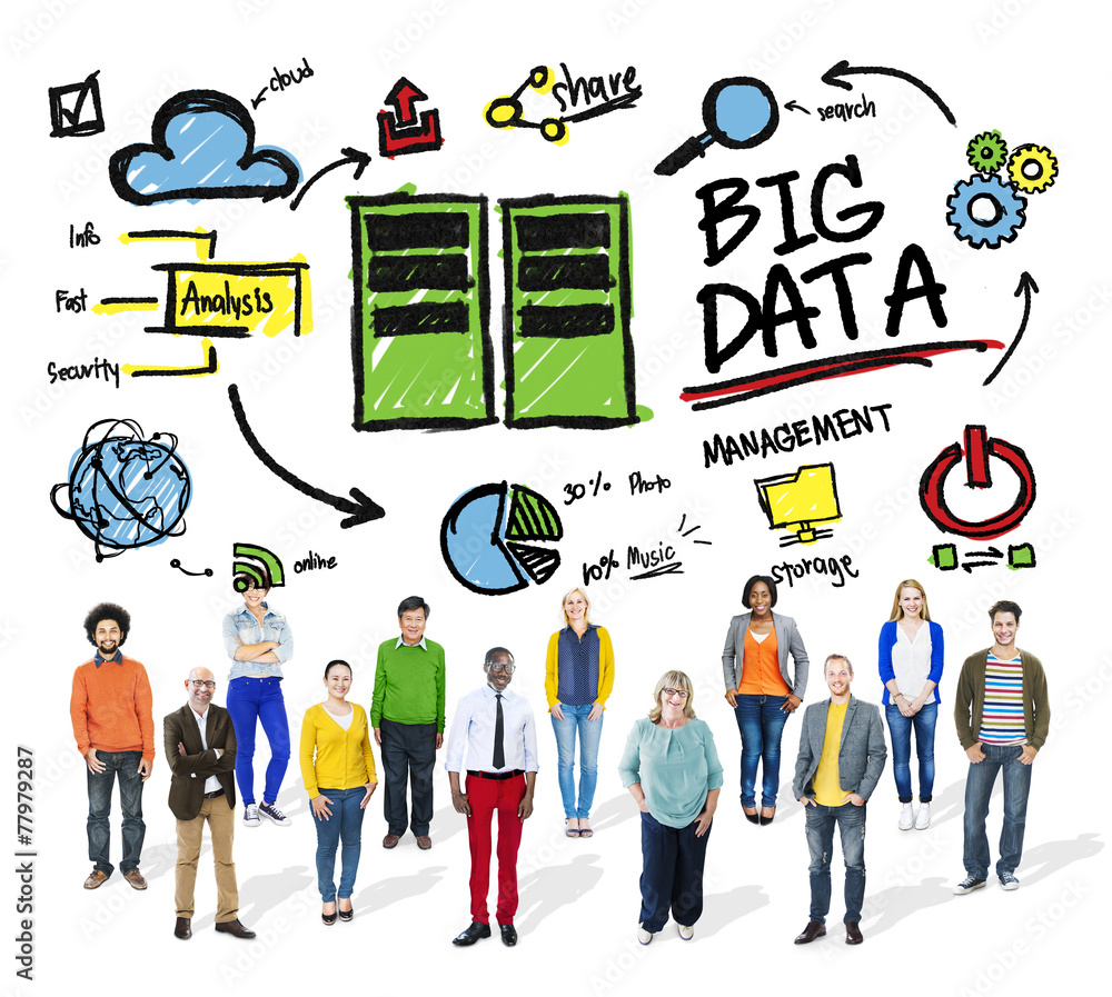 Fototapeta premium Ethnicity Cheerful Group Big Data Information Database Concept