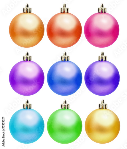 collection of colored christmas ball new Isolated on white