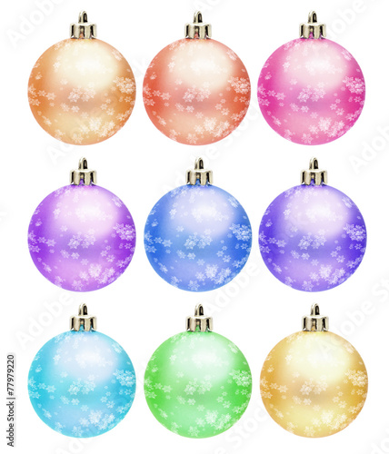 collection of colored christmas ball, snowflake, Isolated
