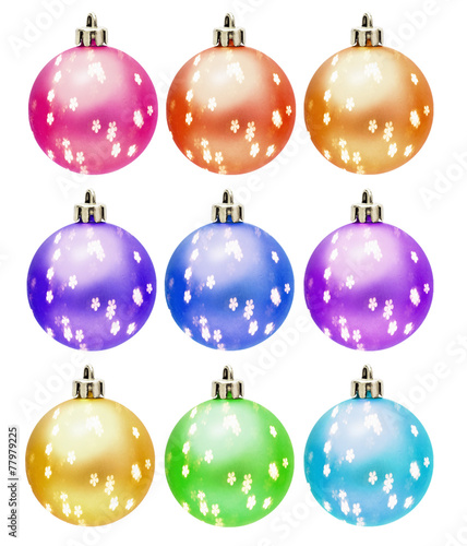 collection of colored christmas ball   snowflake  Isolated