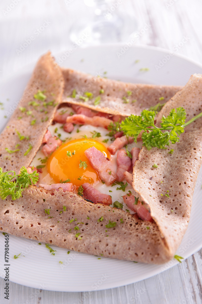 crepe with egg and cream crepe with egg and cream