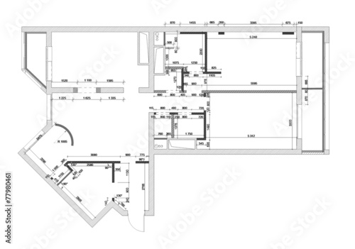 draft plan of the apartment with sizes