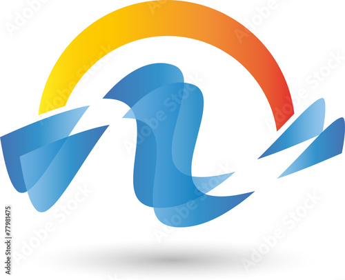 Logo, Wellen, Wasser, Sonne