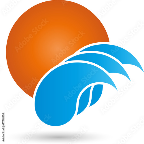 Logo, Wellen, Wasser, Sonne, Tropfen