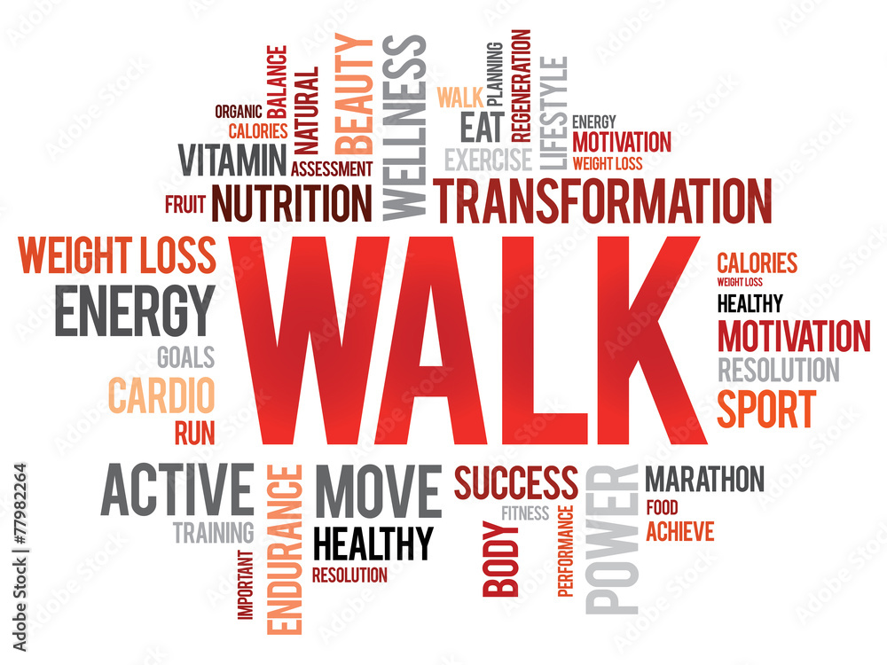 WALK word cloud, fitness, sport, health concept WALK word cloud, fitness, sport, health concept