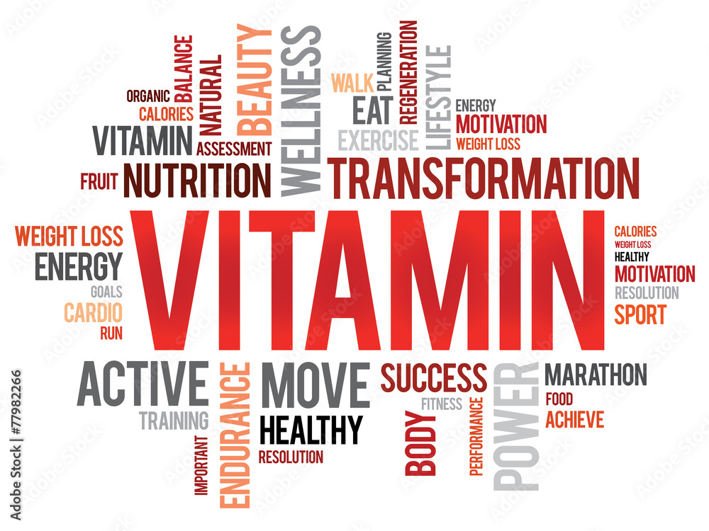VITAMIN word cloud, fitness, sport, health concept VITAMIN word cloud, fitness, sport, health concept