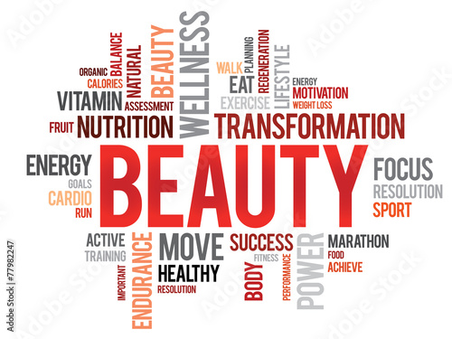 BEAUTY word cloud, fitness, sport, health concept