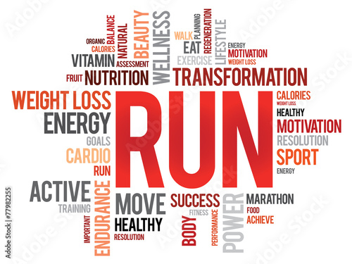 RUN word cloud, fitness, sport, health concept #77982255