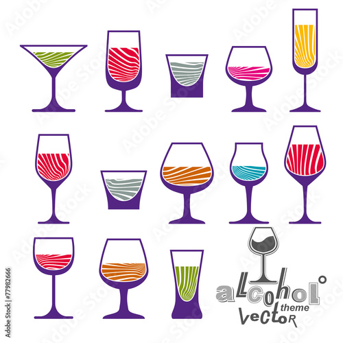 Classic vector goblets collection – martini, wineglass, cognac