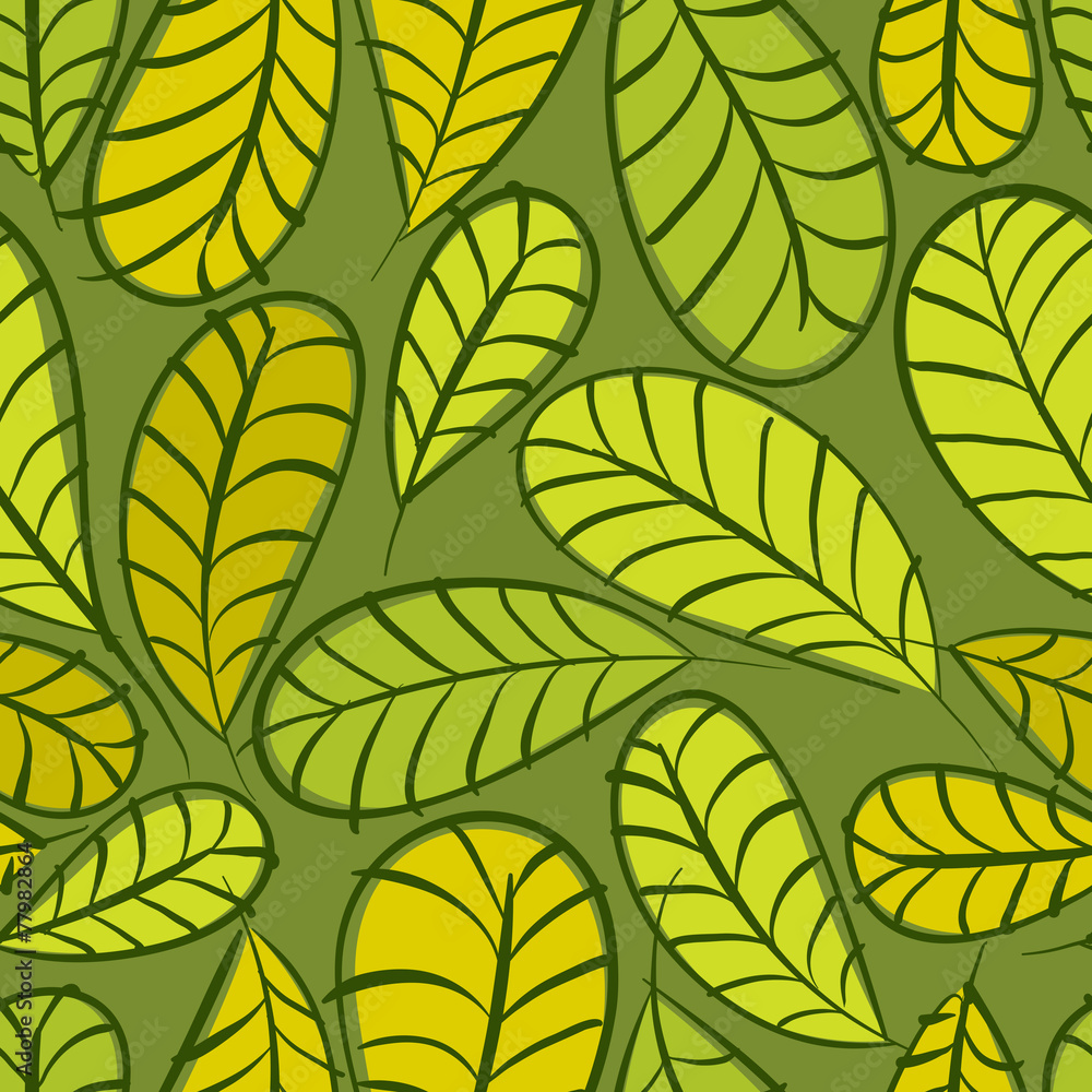 Seamless floral pattern, green leaves seamless background, hand Seamless floral pattern, green leaves seamless background, hand