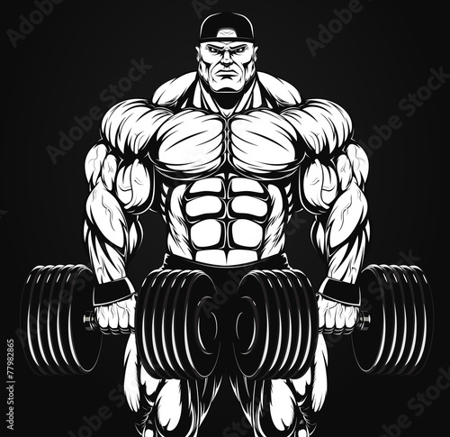 Bodybuilder with dumbbell