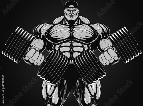 Bodybuilder with dumbbell