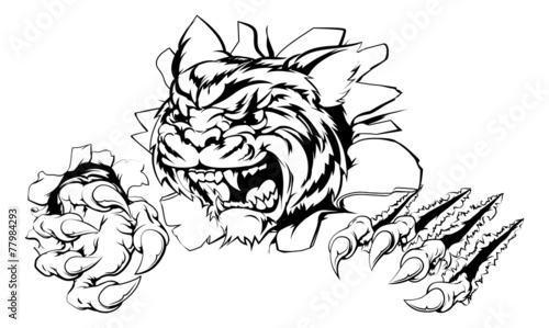 Tiger ripping through background