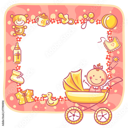 Frame with baby-girl things