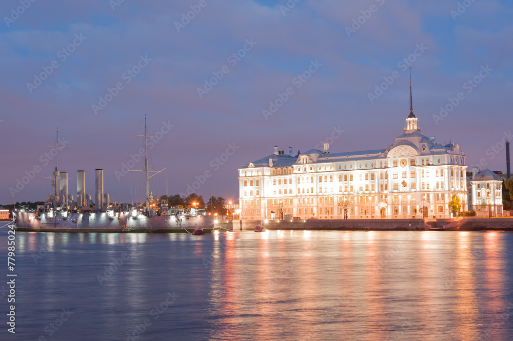 Avrora cruiser and Nakhimov Naval School, St Petersburg