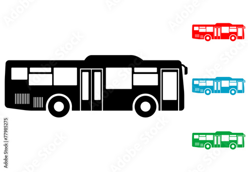 Pictograma autobus lateral en varios colores