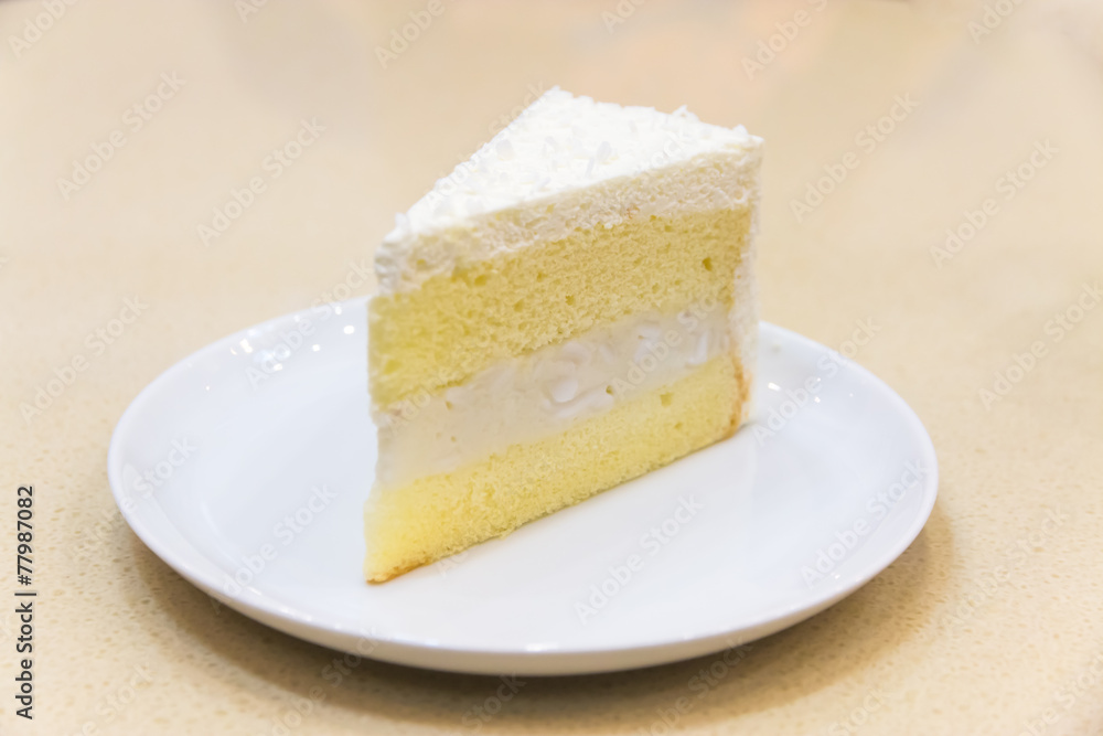 fresh piece of coconut cream cake fresh piece of coconut cream cake