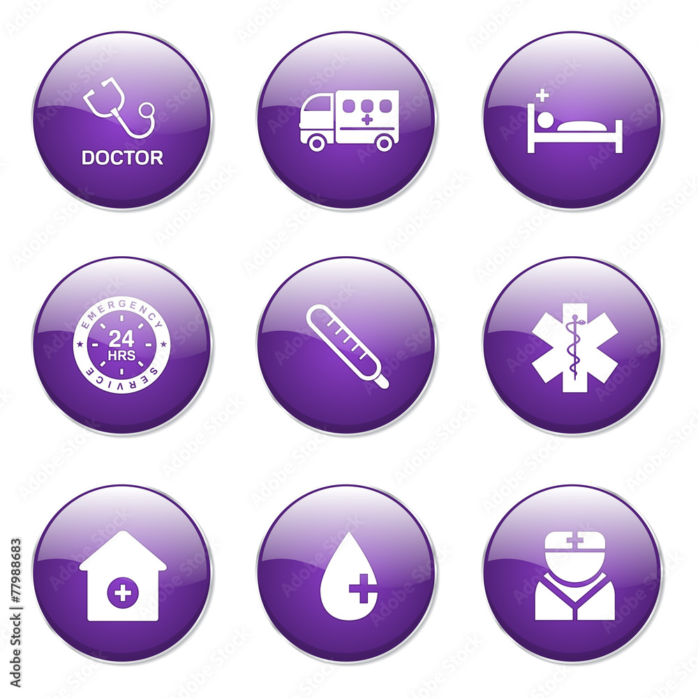 Hospital Health Violet Vector Button Icon Design Set 2 Hospital Health Violet Vector Button Icon Design Set 2