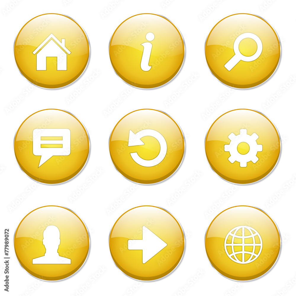 Web Internet Yellow Vector Button Icon Design Set Web Internet Yellow Vector Button Icon Design Set