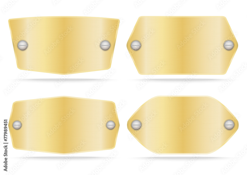 Vector Gold label metal or Metallic gold name plate set Vector Gold label metal or Metallic gold name plate set