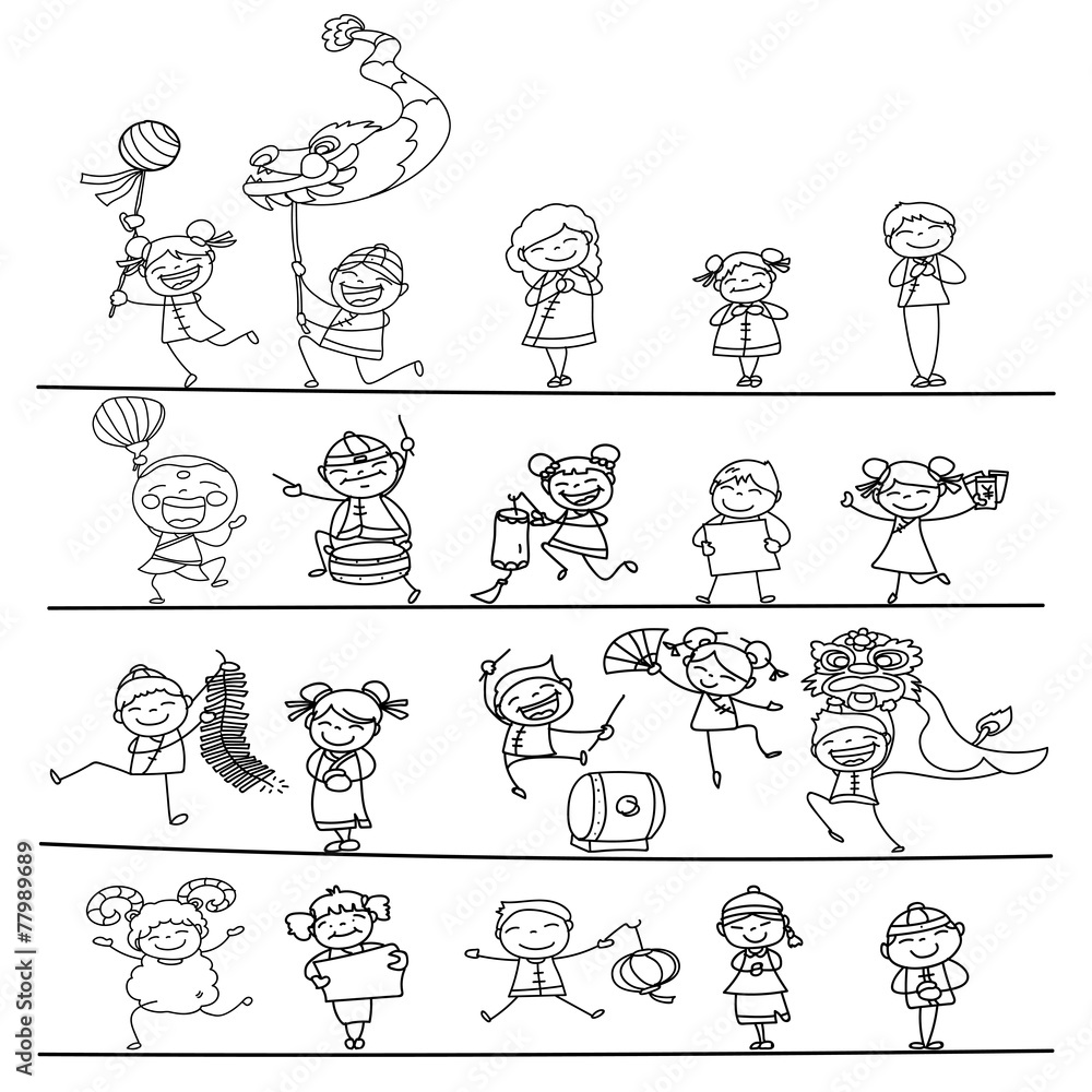 hand drawing Chinese New Year cartoon character hand drawing Chinese New Year cartoon character