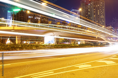 Traffic blur motion trails in modern city street at night © zhu difeng
