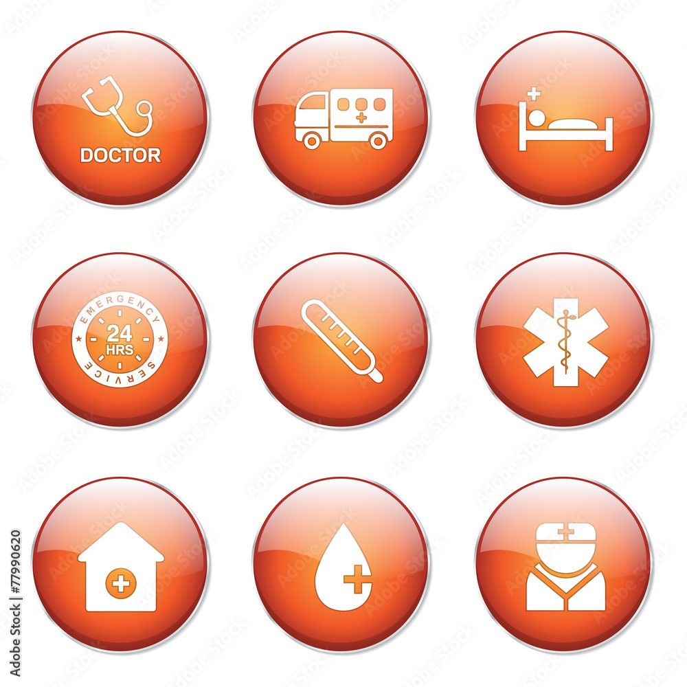 Fototapeta premium Hospital Health Orange Vector Button Icon Design Set 2